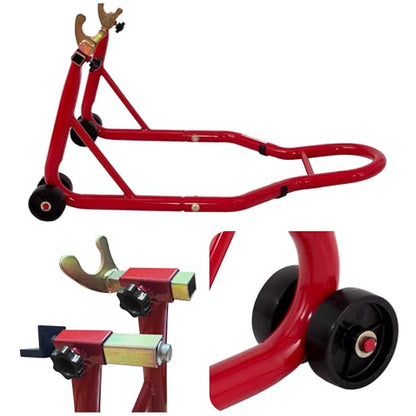 Universal Motorcycle Stand, 850 LBS Heavy Duty Wheel Lift Stands with 6.7-11.8" U Adjustable Swingarm, Motorcycle Paddock Stand fits for Yamaha, Honda, Kawasaki, Red - color: Red-1pc