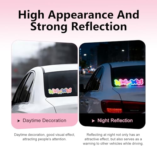 Car Reflective Stickers, Cute Butterfly High Intensity Reflective Safety Decal, Waterproof & Scratch-Covering Decor Sticker, Universal for Most Cars, Motorcycles, Helmets & Bikes - size: Butterfly