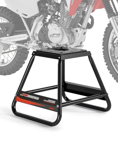 JFG RACING Dirt Bike Stand,Universal Detachable Powder Coated Anti Slip Off Road Steel MX Heavy Duty Dirtbike Maintenance Motorcycle Box Stand（Black） - color: black