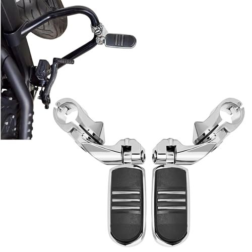 1.25'' Motorcycle Highway Pegs Fits 1-1/4" Engine Guard | for Harley Touring Street Glide Electra Glide Road King Softail CVO Dyna Sportster, Adjustable Foot Pegs(Chrome S02) - color: Chrome S02, size: SHORT