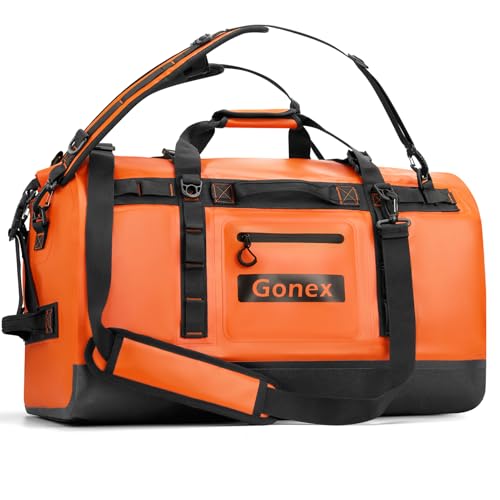 Gonex Waterproof Duffel Bag, 150L Heavy Duty Dry Duffle Bag with Reinforced Thickened Bottom, 3-in-1 Convertible Large Travel Backpack for Kayaking, Motorcycle, Camping & Boating, Orange - color: Orange, size: 150L