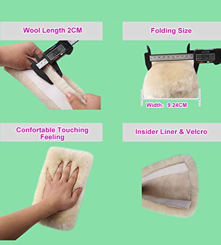OGLAND Genuine Sheepskin Soft Fuzzy Car Seatbelt Should Pad, Comfy Fluffy Seat Belt Strap Covers for Car Neck Cushion Protector Auto Accessories Woman Man Girls Kids (1Pcs/White) - color: Cream White