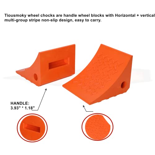 Wheel Chocks, Rubber Wheel Chock with Curved, Durable, Non-Slip, Solid Trailer Wheel Chocks for Boat Trailers, RV, Truck, Camper, 30000lbs, 4pack (Orange) - color: ORANGE-4