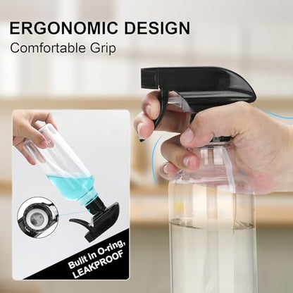 Spray Bottles Plastic Spray Bottle for Hair Mist/Stream Heavy Duty Empty Spray Bottles for Cleaning Solutions, Plants, Cooking (12oz-BlackClear) - color: 12oz-BlackClear