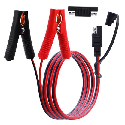 ‎LANMINGLEL SAE to Battery Alligator Clip,14AWG 12V 24V Battery Crocodile Clip to SAE Connector Extension Cable with Polarity Reverse Adapter for Motorcycles,Car,Solar Power Charging (1M) A - size: 1M, style: SAE to Battery Alligator Clip A