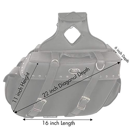 Milwaukee Leather Studded Throw-Over Motorcycle Saddlebags – Synthetic Leather – Universal Fit – Zip-Off - Large - color: SH574ZB-BLACK, size: Large