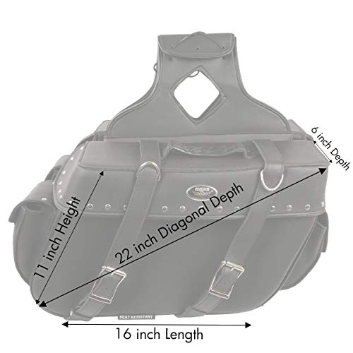 Milwaukee Leather Studded Throw-Over Motorcycle Saddlebags – Synthetic Leather – Universal Fit – Zip-Off - Large - color: SH574ZB-BLACK, size: Large