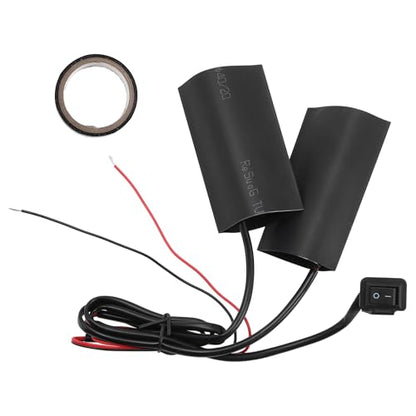 Heated Motorcycle Hand Grips Cover 12V Handlebar Cover 3 Adjustable Temperature Metal Heating Film Black 1set