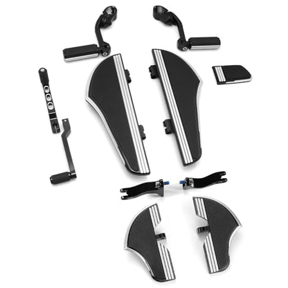 Defiance Road Glide floorboards for Harley bagger street electra glide road king softail Fatboy FLST models include heel-toe shifter Lever Footpegs highway footrests (Edge Cut) - color: Edge Cut
