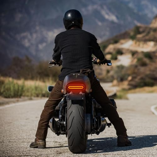Linkstyle 5" Motorcycle Tail Light: 12V LED Super Bright Brake Lights, Stop Turn Signal Light, Dual Color Red/Amber, Waterproof Taillight Rear Lamp for Scooter Bike Truck Trailer