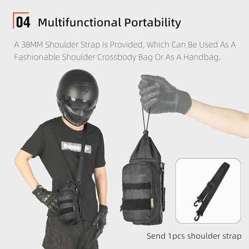 Rhinowalk Motorcycle Water Bottle Holder Bag Tactical Pouch with Drawstring Molle Insulated Bottle Bag Cool Powersports