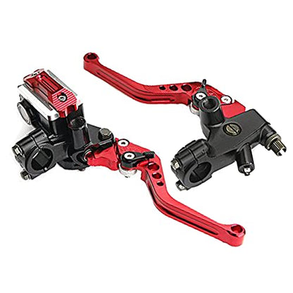 7/8 22mm Motorcycle Brake Lever Motorcycle Handlebar Brake Master Cylinder Clutch Levers Left and Right Set Compatible with Harley Honda Kawasaki Suzuki Yamaha Red Universal - color: Red
