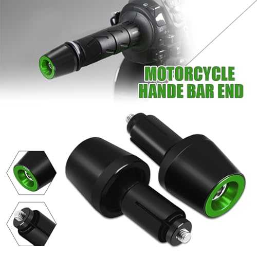 MFGZD Motorcycle Bar Ends Plug For Vulcan S Ninja 400 650 ZX6R Z900 7/8" 22mm CNC Universal Handlebar Plugs Compatible With Honda Kawasaki Suzuki Yamaha Ducati and Other Motorcycle Models (Green) - color: Green