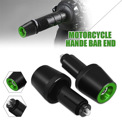 MFGZD Motorcycle Bar Ends Plug For Vulcan S Ninja 400 650 ZX6R Z900 7/8" 22mm CNC Universal Handlebar Plugs Compatible With Honda Kawasaki Suzuki Yamaha Ducati and Other Motorcycle Models (Green) - color: Green