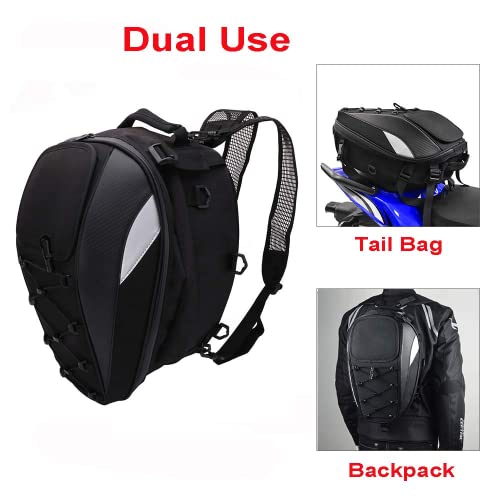 Motorcycle Tail Bag Waterproof Rear Seat Backpack - Dual Use Helmet Bag