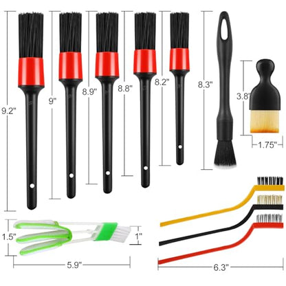 REGUICORP 13PCS Car Detailing Brush Set, Car Detailing Brush Kit, Ultra No Soft Scratch Detailing Brush, Car Cleaning Brushes for Interior or Exterior - Professional Dusting Cleaning Supplies