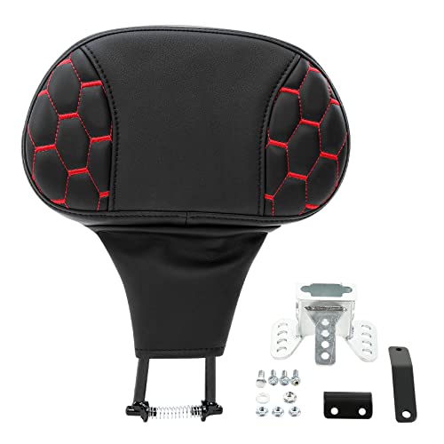 C.C. RIDER Motorcycle Backrest Plug-in Driver Rider Backrest Sissy Bar for Harley Davidson Touring CVO Street Glide Road Glide Electra Glide Road King 2009-UP - color: Rider Backrest-Red Stitching