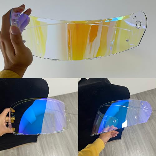 HJ-33 Helmet Visor For i90.Replacement Motorcycle Helmet Shield Compatible with HJC i90 (Revo Clear Blue) - color: Revo Clear Blue