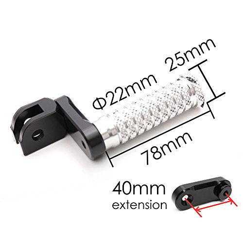 MC MOTOPARTS POLE Silver CNC 40mm Extension Riser Front Foot Pegs Compatible with YZF R3 2015-2017 - color: Silver, size: 40 mm Extension