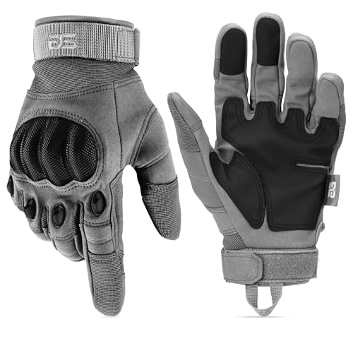 Glove Station Gloves for Men – Touchscreen Utility Gear with Hard Knuckle Protection Used in Motorcycle, Airsoft, & Outdoor Work Gray - Hard Knuckle X-Large - color: Gray - Hard Knuckle, size: X-Large