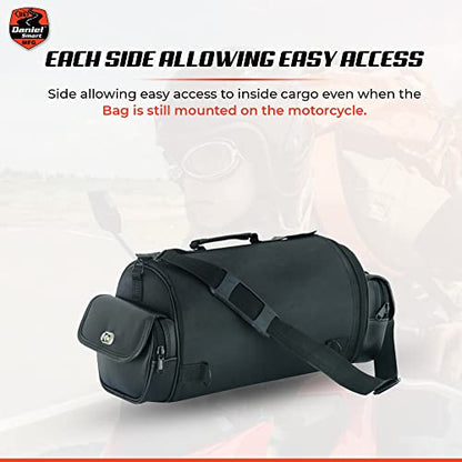 Daniel Smart Multi Pockets Biker Sissy Bar Bag - Included All Weather Protection Rain Cover - Motorcycle Touring Bag - Black - color: Non-Studed