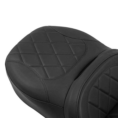 C.C. RIDER Driver Passenger Seat Hammock Seat Fit For Harley Touring 2009-2023 Street Glide Road Glide Road King Electra Glide CVO Models 2009-2022, Standard Reach Black Stitching - color: 15# Black