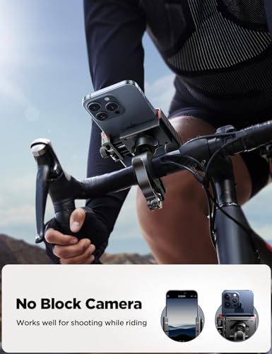 JOYROOM Motorcycle Bike Phone Mount Holder - Bicycle Handlebar Cell Phone Holder - Stroller Scooter Phone Clip for iPhone Samsung Galaxy 4.7''-7'' Smartphones - color: Red