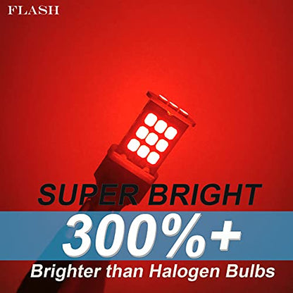 1157 LED Bulb Flashing Brake Lights, 300% Brighter 2057 2357 7528 BAY15D Plug and Play Strobe Blinking LED Stop Tail Lights, Brilliant Red