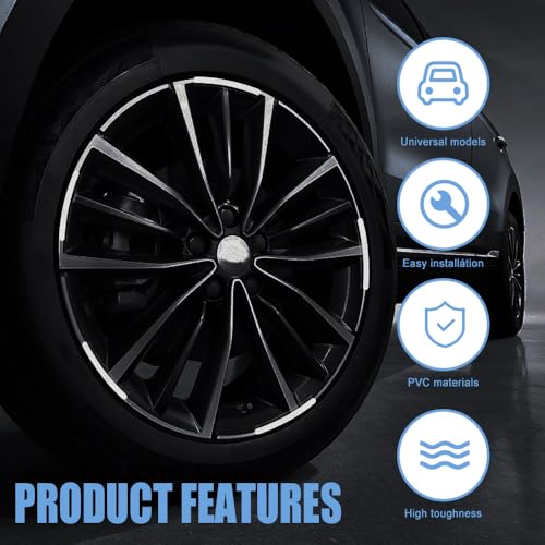 20PCS Reflective Car Wheel Decorative Stripe Stickers, White, Striped, Waterproof Material, English Style, Automotive Decals, 20-Piece Set - color: White
