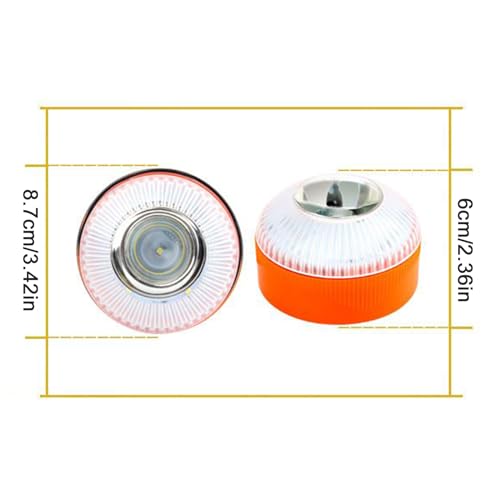 Warning Light with Magnetic Base, Increase Night Visibility, 8.7x8.7x6cm, Led Flashing Light, Car Warning Strobe, Easy to Use, for Rv Roof Motorcycle Truck Car Roadside Cycling