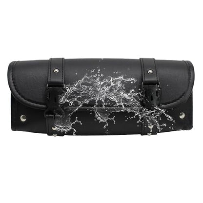 traderplus Motorcycle Tool Roll Bag Handlebar Bag Saddlebags PU Leather Universal Handlebar Storage Pouch Biker Roll Bag