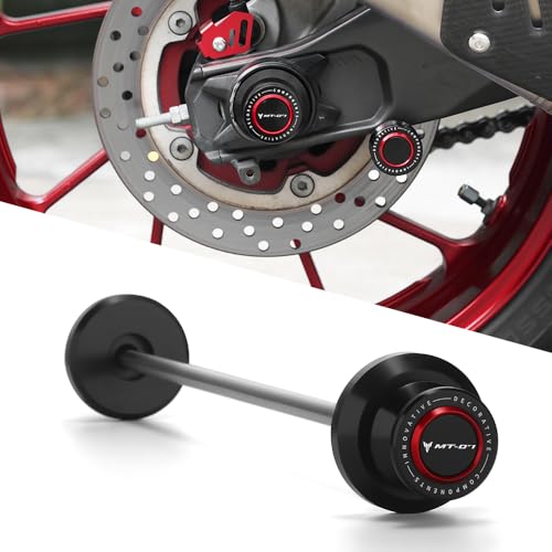 Motorcycle Rear Wheel Axle Fork Slider Crash Protector Swingarm Spool Stand Compatible With YAMAHA MT-07 2014-2023 2024 2025 | MT 07 MT07 Accessories (red) - color: red