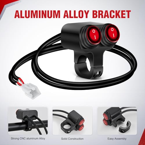 Nilight Motorcycle 7/8" (22mm) Handlebar Switch Plug and Play 12V Waterproof On Off Push Button Dual Control for ATV UTV Driving Light Bar - color: Motorcycle Handlebar Switch-Dual Control 4 Pin