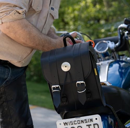 Dowco Willie & Max 58451-00 Deluxe Series: Synthetic Leather Motorcycle Sissy Bar Bag, Black, Universal Fit, 6 Liter Capacity - style: Deluxe Series