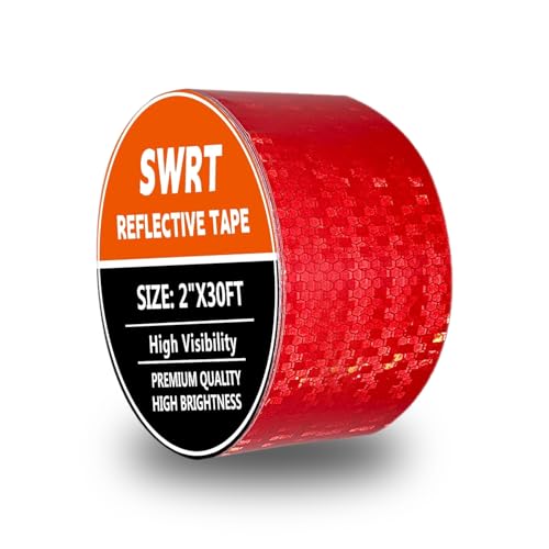 SWRT Reflective Tape 2 Inch x 30 Feet DOT-C2 Shining Star Fade Resistant Red Reflective Tape Outdoor Waterproof Strong Adhesive Safety Warning Tape Reflector Conspicuity Tape for Trailer Trucks Bike - size: 2IN x 30FT