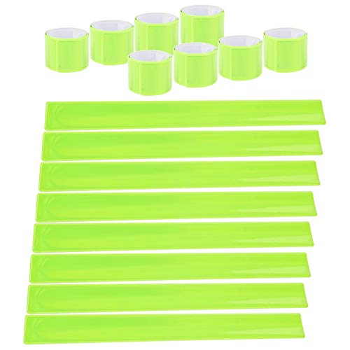 20 Pcs Reflector Snap Bands Fluorescent Slap Armbands High Visibility Slap Reflector Strips Safety Bands for Children Adults Boys and Girls When Cycling Running Hiking Jogging - color: Green
