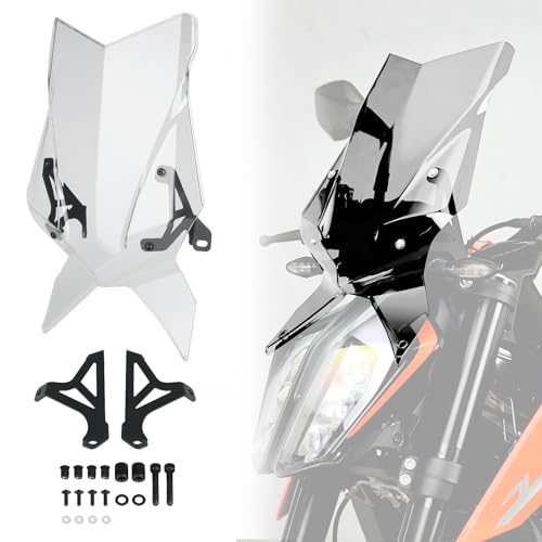 For Duke 790 Duke 890 Windshield Windscreen Wind Screen Wind Deflector Guard for 790 DUKE 2018-2024/Duke890 2020 2021 2022 2023 Motorcycle Windshields (Transparent)