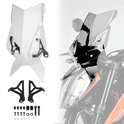 For Duke 790 Duke 890 Windshield Windscreen Wind Screen Wind Deflector Guard for 790 DUKE 2018-2024/Duke890 2020 2021 2022 2023 Motorcycle Windshields (Transparent)