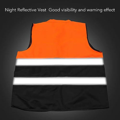 Reflective Safety Vest with Zipper for Motorcycle Riding & Traffic Management - High Visibility Orange XL