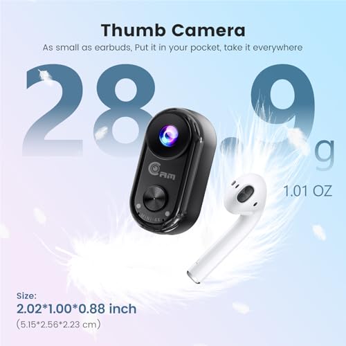 4K Mini Body Camera,Wearable Magnetic Thumb Action Camera,6-Axis Stabilized Portable POV Cam,40M Waterproof Camera,with Motorcycle Helmet/Cycling Mounting Accessories (Supports 256GB TF Card)
