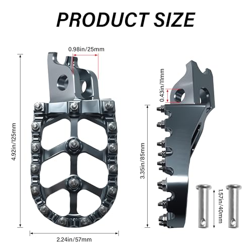 Dirt Bike Foot Pegs,Replaceable Footpegs CNC Machined Aluminum Wide Platform with Springs for CRF150R CRF250R CRF450R CRF250X CRF450X CRF300L CRF250L CR125 CR250 CRF1000L (Titanium) - color: Titanium