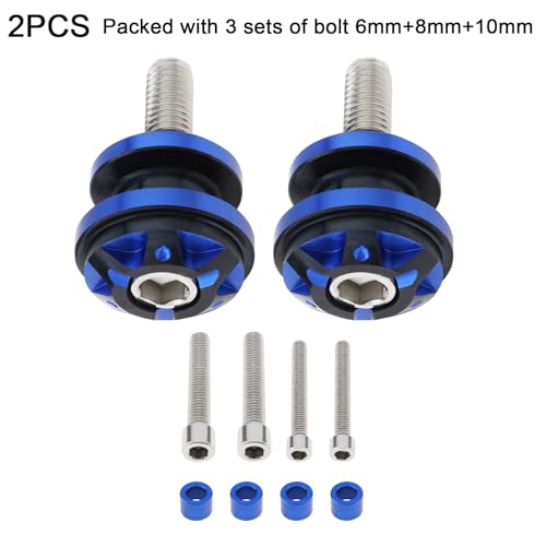 Windance 2pcs CNC Aluminum Alloy Swing Arm Spools Sliders Stand for Motorcycles Scooters Electric Bicycles with 6mm 8mm 10mm Screws, Swingarm Bobbins (Blue)