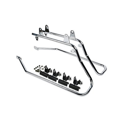 SLMOTO Saddlebags Saddle Bags & Black Conversion Bracket For Harley-Davidson Softail CVO Convertible FLSTSE3 Fatboy Lo FLSTFB - color: Matte Black + Chrome Conversion Bracket