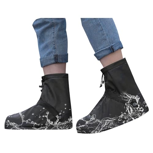 Waterproof Rain Boot Shoe Covers for Men Women, Non-Slip Rain Shoe Covers, Waterproof Overshoe Reusable Foldable Rain Shoe Protectors for Cycling Outdoor Travel - color: Black, size: Large