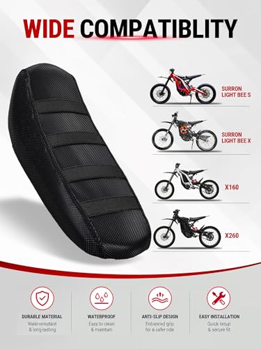 Electric Dirt Bike Seat Cover for Surron Light Bee,Non-Slip Motorcycle Cushion Cover for Sur Ron Light Bee X and S/X160/X260-Black - color: Black