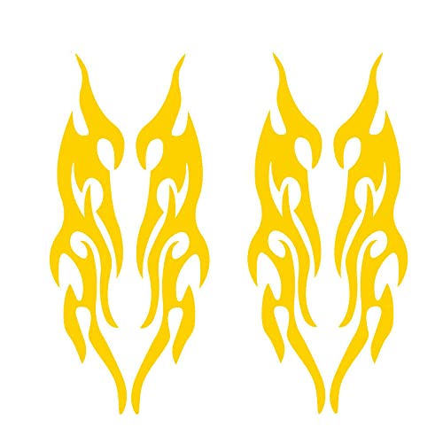 2 Pair 2.4 x 7.5 Inch Yellow Flame Car Stickers - Modified Flames for Bumper, Rearview Mirror Head Cover to Block Scratches - Multicolor for Vehicle/Motorcycle - color: Yellow