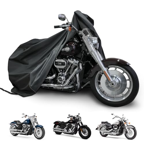 Motorcycle Cover for Cruiser Models Harley Davidson Iron 883, Fat Boy, Softail Slim, Softail Standard, Street Bob 114, Sport Glide, and Most Motorcycles - Waterproof Motorcycle Cover Outdoor Storage - size: 104"-Cruiser