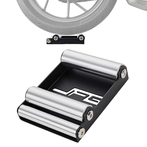 JFG RACING Motorcycle Wheel Cleaning Stand,(Bikes<485 lbs & Tire Width<180 mm) Paddock Wheel Roller Stand for Tire Cleaning & Chain Lubrication-Black - color: Black