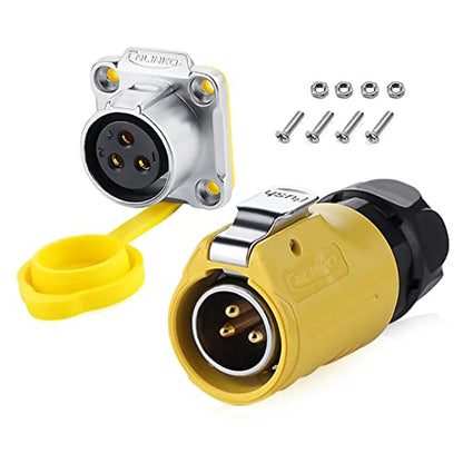 Waterproof Connectors,3 PIN Waterproof Connectors, IP67 Power Connector, Aviation Cable Connectors for Automotive, Marine, Lights, and Other Indoor/Outdoor Electrical Wire Connections - style: 3PIN-Yellow-NEW
