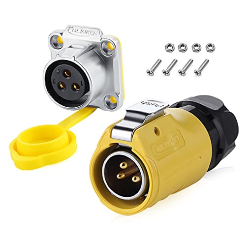 Waterproof Connectors,3 PIN Waterproof Connectors, IP67 Power Connector, Aviation Cable Connectors for Automotive, Marine, Lights, and Other Indoor/Outdoor Electrical Wire Connections - style: 3PIN-Yellow-NEW